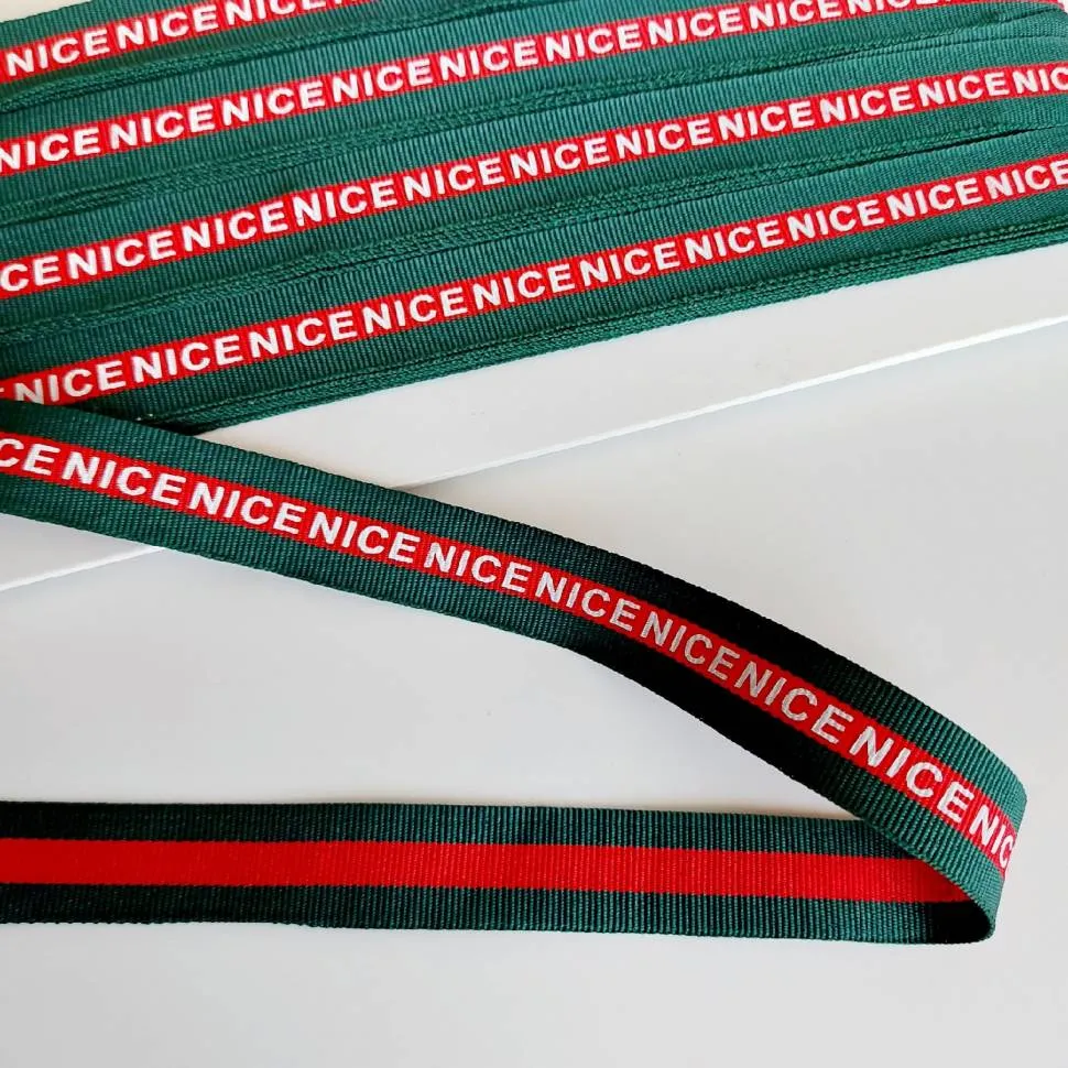 Тесьма репс. 2см "NICE" зелен/красн