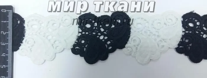 Кружево вязаное №YQ076 5.5cм.чер/бел.